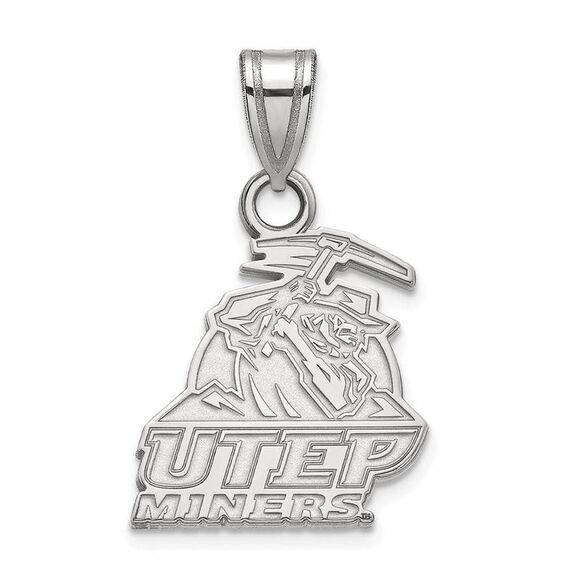 10k White Gold U. of Texas at El Paso Small 'Miners' Pendant